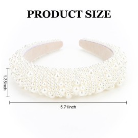 ACO-UINT Pearl Headband for Women, White Faux Pearl Bridal Headband, Padded Wedding Hair Accessory ACO-UINT Pearl Headband for Women, White Faux Pearl Bridal Headband, Padded Wedding Hair Accessory