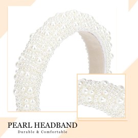 ACO-UINT Pearl Headband for Women, White Faux Pearl Bridal Headband, Padded Wedding Hair Accessory ACO-UINT Pearl Headband for Women, White Faux Pearl Bridal Headband, Padded Wedding Hair Accessory