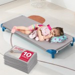 RowinsyDD 10 Pcs Cot Sheet for Daycare, 23 X 51, Gray Daycare Cot Size Sheet with Corner Elastic Loops for Child Boys Girls, Daycare Essentials for Toddler and Preschool, Breathable Microfiber