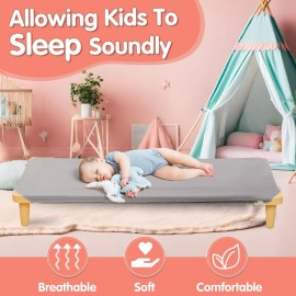 RowinsyDD 10 Pcs Cot Sheet for Daycare, 23 X 51, Gray Daycare Cot Size Sheet with Corner Elastic Loops for Child Boys Girls, Daycare Essentials for Toddler and Preschool, Breathable Microfiber