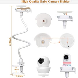 Derebir Baby Monitor Mount Stand Compatible with Babysense Max View HD S2/ V43 /V24 Baby Monitor Flexible Clip Long Baby Monitor Holder Compatible with Other 1/4 Baby Camera Screw Mount (33.5 inch)