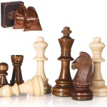 Vamslove Wooden Heavy Weighted Chess Pieces Only-3.8\'\' King-Extra 2 Queens-34 Wood Tournament Chessmen for Chess Set,Velvet Storage Bags Included
