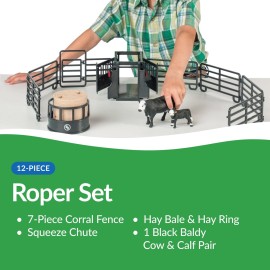 Big Country Toys 6666 Ranch Black Angus Ranch Set - Realistic Ranch Playset with Cattle, Accessories & Farm Fun