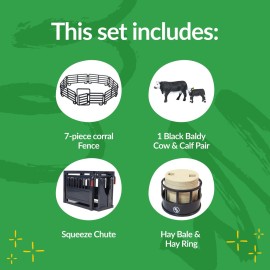 Big Country Toys 6666 Ranch Black Angus Ranch Set - Realistic Ranch Playset with Cattle, Accessories & Farm Fun