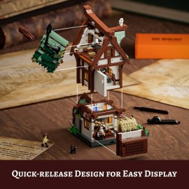 FUNWHOLE Medieval Apothecary Shop Lighting Building-Bricks Set - Compatible with Standard Bricks Medieval Series Collectible Display House 1470 Pcs for Adults and Teen