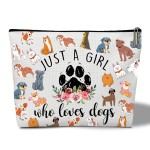 Rizotus Makeup Bag - Just A Girl Who Loves Dogs, Inspirational Gift for Her, BFF, Dog Owner, Sister, Friend, Daughter
