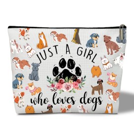 Rizotus Makeup Bag - Just A Girl Who Loves Dogs, Inspirational Gift for Her, BFF, Dog Owner, Sister, Friend, Daughter