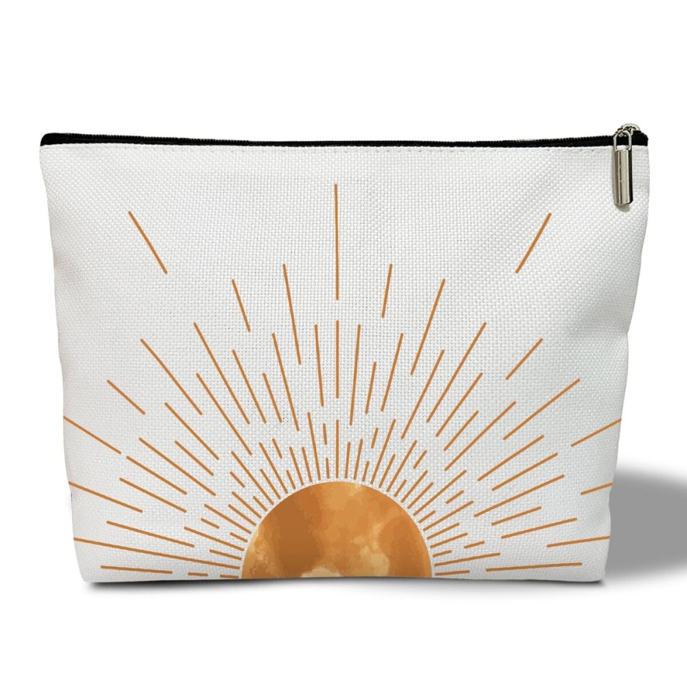 Rizotus Boho Sunset Sunshine Makeup Bag Purse - Sunrise Sun Ray Toiletry Pouch - Gift for Her, Teen, Mom