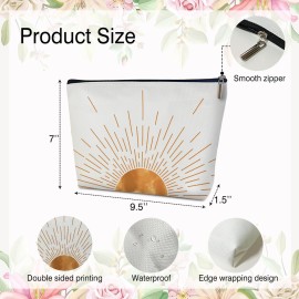 Rizotus Boho Sunset Sunshine Makeup Bag Purse - Sunrise Sun Ray Toiletry Pouch - Gift for Her, Teen, Mom