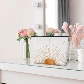 Rizotus Boho Sunset Sunshine Makeup Bag Purse - Sunrise Sun Ray Toiletry Pouch - Gift for Her, Teen, Mom