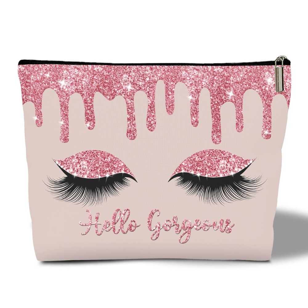 rizotus Makeup Bag - Hello Gorgeous, Inspirational Gift for Her, Women, Girl, Sister, Friend, Mom, Coworker, Glitters Eyeshadows Makeup Bag Purse, Toiletry Makeup Bag Pouch Travel Accessories -14