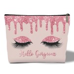 rizotus Makeup Bag - Hello Gorgeous, Inspirational Gift for Her, Women, Girl, Sister, Friend, Mom, Coworker, Glitters Eyeshadows Makeup Bag Purse, Toiletry Makeup Bag Pouch Travel Accessories -14