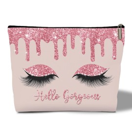 rizotus Makeup Bag - Hello Gorgeous, Inspirational Gift for Her, Women, Girl, Sister, Friend, Mom, Coworker, Glitters Eyeshadows Makeup Bag Purse, Toiletry Makeup Bag Pouch Travel Accessories -14