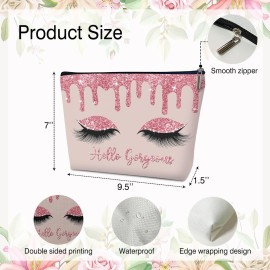 rizotus Makeup Bag - Hello Gorgeous, Inspirational Gift for Her, Women, Girl, Sister, Friend, Mom, Coworker, Glitters Eyeshadows Makeup Bag Purse, Toiletry Makeup Bag Pouch Travel Accessories -14