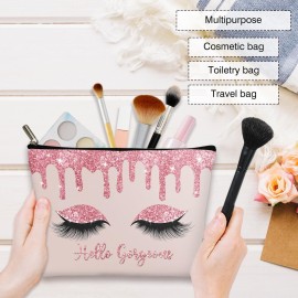 rizotus Makeup Bag - Hello Gorgeous, Inspirational Gift for Her, Women, Girl, Sister, Friend, Mom, Coworker, Glitters Eyeshadows Makeup Bag Purse, Toiletry Makeup Bag Pouch Travel Accessories -14