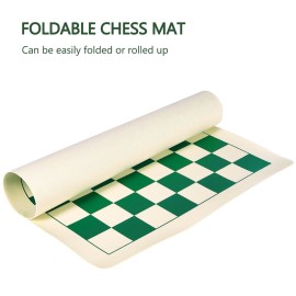 ELONGDI Roll-Up Vinyl Chess Board Mat - 15.5 Chess Mat for 3-Inch King, Lightweight & Non-Slip Portable Travel Chess Board for Beginner and Kids - No Chess Pieces
