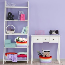 Sawysine 6Pcs Colorful Cotton Rope Laundry Hamper, Portable Storage Basket with Handle for Bathroom, Bedroom, Living Room, 12\'\' x 8\'\' x 6\'\'