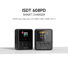 ISDT 608PD Lipo Battery Charger DC 6S/240W/10A USB C 100W/5A Smart Charger for RC Batteries Balance Charger for Life/Lilon/LiPo/LiHV (1-6S),NiMH(1-16S),Pb (1-12S) Batteries