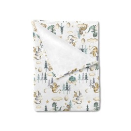 HawSkgFub Cute Dragon Fairy Tale Baby Blanket Boy Shower Gift, Cloud Moon Star Egg Pine Tree Flannel Fleece Nursery Bed Receiving Swaddle, Soft Lightweight Newborn Infant Toddler Crib Bedding 30 x 40