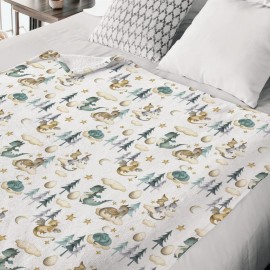 HawSkgFub Cute Dragon Fairy Tale Baby Blanket Boy Shower Gift, Cloud Moon Star Egg Pine Tree Flannel Fleece Nursery Bed Receiving Swaddle, Soft Lightweight Newborn Infant Toddler Crib Bedding 30 x 40