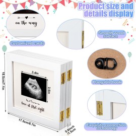 Beeveer Sonogram Picture Frame Quadruple Ultrasound Picture Frame 4 Folding Pregnancy Keepsake Photo for Pregnancy Announcements First Time to Be Dad Mom Gifts Gender Nursery Decor(White)