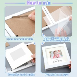 Beeveer Sonogram Picture Frame Quadruple Ultrasound Picture Frame 4 Folding Pregnancy Keepsake Photo for Pregnancy Announcements First Time to Be Dad Mom Gifts Gender Nursery Decor(White)