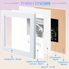 Beeveer Sonogram Picture Frame Quadruple Ultrasound Picture Frame 4 Folding Pregnancy Keepsake Photo for Pregnancy Announcements First Time to Be Dad Mom Gifts Gender Nursery Decor(White)