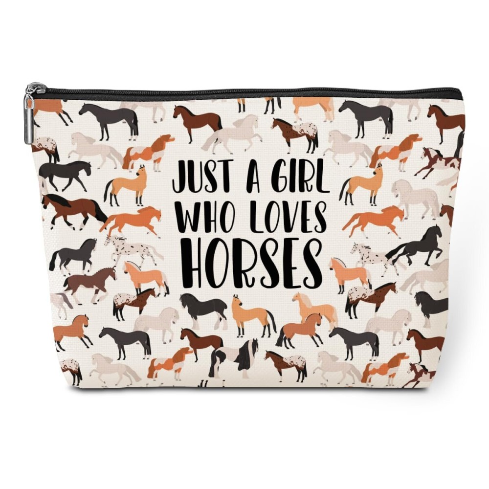 Cute Horses Makeup Bag Horse Gifts Funny Horse Party Favors Stuff Decor Travel Toiletry Bag for Women Best Friends Girls Farmer Grandma Mom Sister Coworker Nurse Camping Birthday Christmas Retirement