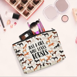Cute Horses Makeup Bag Horse Gifts Funny Horse Party Favors Stuff Decor Travel Toiletry Bag for Women Best Friends Girls Farmer Grandma Mom Sister Coworker Nurse Camping Birthday Christmas Retirement