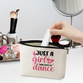 Cute Girl Loves Dance Makeup Bag - Funny Dancer Ballet Lovers Gift for Dancing Women, Friend, Girls Team, Sister - Elegant Recital Travel Toiletry Bag for Birthday, Christmas, Appreciation