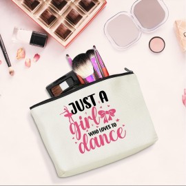Cute Girl Loves Dance Makeup Bag - Funny Dancer Ballet Lovers Gift for Dancing Women, Friend, Girls Team, Sister - Elegant Recital Travel Toiletry Bag for Birthday, Christmas, Appreciation