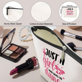 Cute Girl Loves Dance Makeup Bag - Funny Dancer Ballet Lovers Gift for Dancing Women, Friend, Girls Team, Sister - Elegant Recital Travel Toiletry Bag for Birthday, Christmas, Appreciation