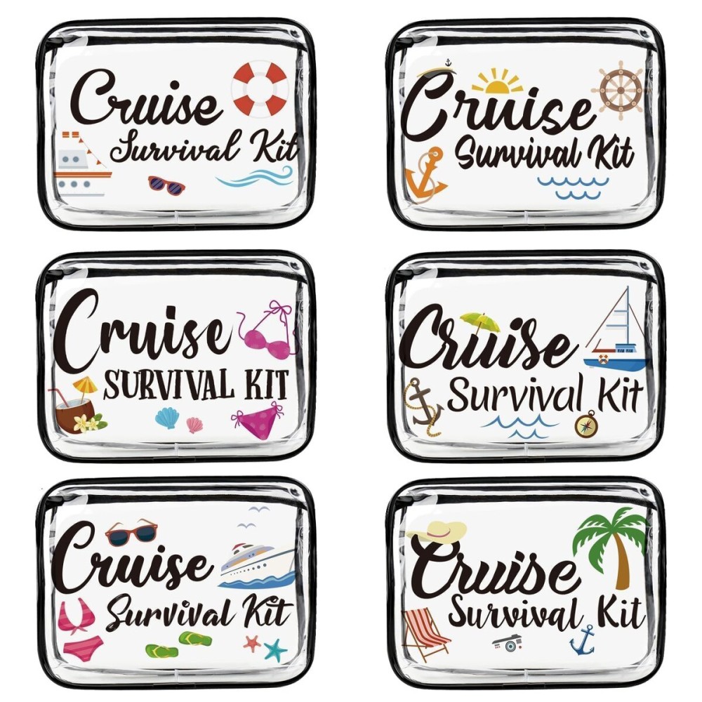 Dripykiaa Cruise Essentials 6Pcs Waterproof Makeup Bag with Zipper Pouch for Trip Gifts Dripykiaa Cruise Essentials 6Pcs Waterproof Makeup Bag with Zipper Pouch for Trip Gifts