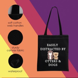 MNIGIU Otter Gift Dog Lover Makeup Bag Easily Distracted by Otters and Dogs Zipper Pouch Bag Gift (O-TTT Black)