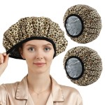 YIZIJIZI 2 Pieces Heat Cap for Deep Conditioning, Conditioning Cap Made of Aluminum Foil for Home and Salon Use, Hair Dyeing(Leopard Print)