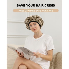 YIZIJIZI 2 Pieces Heat Cap for Deep Conditioning, Conditioning Cap Made of Aluminum Foil for Home and Salon Use, Hair Dyeing(Leopard Print)