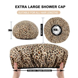 YIZIJIZI 2 Pieces Heat Cap for Deep Conditioning, Conditioning Cap Made of Aluminum Foil for Home and Salon Use, Hair Dyeing(Leopard Print)