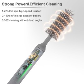 biqin Electric Cleaning Brush Set 4 Piece Multi-Purpose Cleaner Brushes,360 high-Speed Rotation Cleaning,1500mAh,Waterproof IPX65,Perfect Household Cleaning Brushes(Grey)