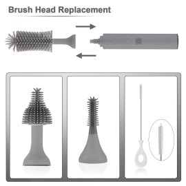 biqin Electric Cleaning Brush Set 4 Piece Multi-Purpose Cleaner Brushes,360 high-Speed Rotation Cleaning,1500mAh,Waterproof IPX65,Perfect Household Cleaning Brushes(Grey)