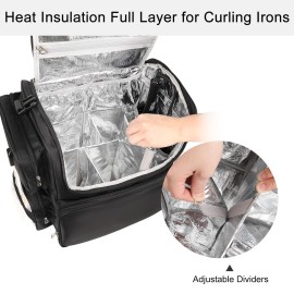 Relavel Hair Tools Travel Bag Hair Stylist Backpack Hairdresser Cosmetology Bag, Heat Insulation Full Layer for Curling Iron, Hair Straightener, Travel Accessories Train Case Barber Organizer, Black