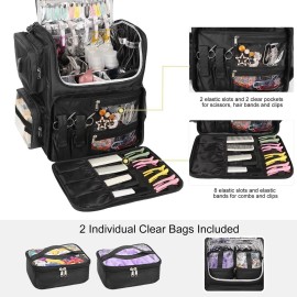 Relavel Hair Tools Travel Bag Hair Stylist Backpack Hairdresser Cosmetology Bag, Heat Insulation Full Layer for Curling Iron, Hair Straightener, Travel Accessories Train Case Barber Organizer, Black