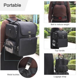 Relavel Hair Tools Travel Bag Hair Stylist Backpack Hairdresser Cosmetology Bag, Heat Insulation Full Layer for Curling Iron, Hair Straightener, Travel Accessories Train Case Barber Organizer, Black