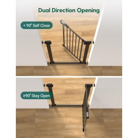 BABELIO 36 Tall Narrow Baby Gate, 26-28.5 Auto-Close Metal Pet Gate for Small Stairs/Doorways/Hallways, NO Drilling Pressure Mounted for Child and Pets, NO Extensions, Black