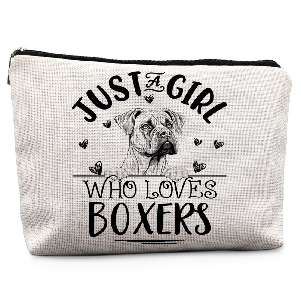 Absnfatu Boxer Dogs Makeup Bag, Just A Girl Who Loves Boxers Cosmetic Pouch Absnfatu Boxer Dogs Makeup Bag, Just A Girl Who Loves Boxers Cosmetic Pouch