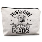 Absnfatu Boxer Dogs Makeup Bag, Just A Girl Who Loves Boxers Cosmetic Pouch