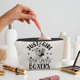 Absnfatu Boxer Dogs Makeup Bag, Just A Girl Who Loves Boxers Cosmetic Pouch Absnfatu Boxer Dogs Makeup Bag, Just A Girl Who Loves Boxers Cosmetic Pouch