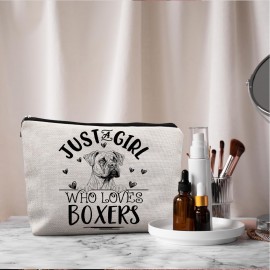 Absnfatu Boxer Dogs Makeup Bag, Just A Girl Who Loves Boxers Cosmetic Pouch Absnfatu Boxer Dogs Makeup Bag, Just A Girl Who Loves Boxers Cosmetic Pouch