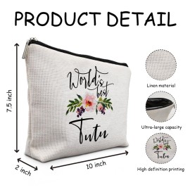 Absnfatu Tutu Gifts,World\'s Best Tutu Grandma Makeup Bag Cosmetic Pouch,Christmas Mother\'s Day Birthday Gifts For Mom Grandma Grandmother