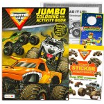 Bendon Monster Jam Coloring Book and Activity Set for Kids - 1 Coloring Book with Activities, Games, Stickers, and Rex-Man Door Hanger