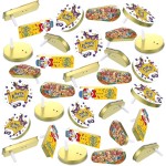 PullCrease 144 Pack Noise Makers Bulk Traditional Purim Gragger Assorted Shapes Metal Noisemaker for Purim Toy